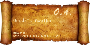 Orsós Apolka névjegykártya
